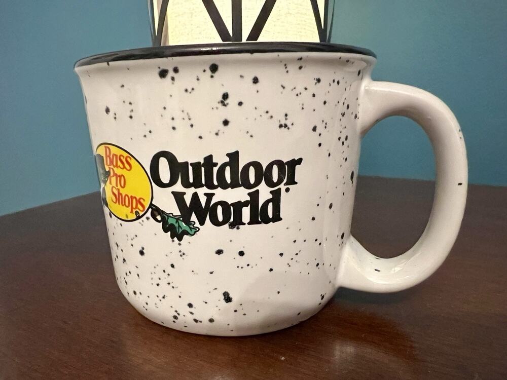 Bass Pro Shops/Outdoor World Mug. Coffee, Tea. Black & White Speckled. (U)